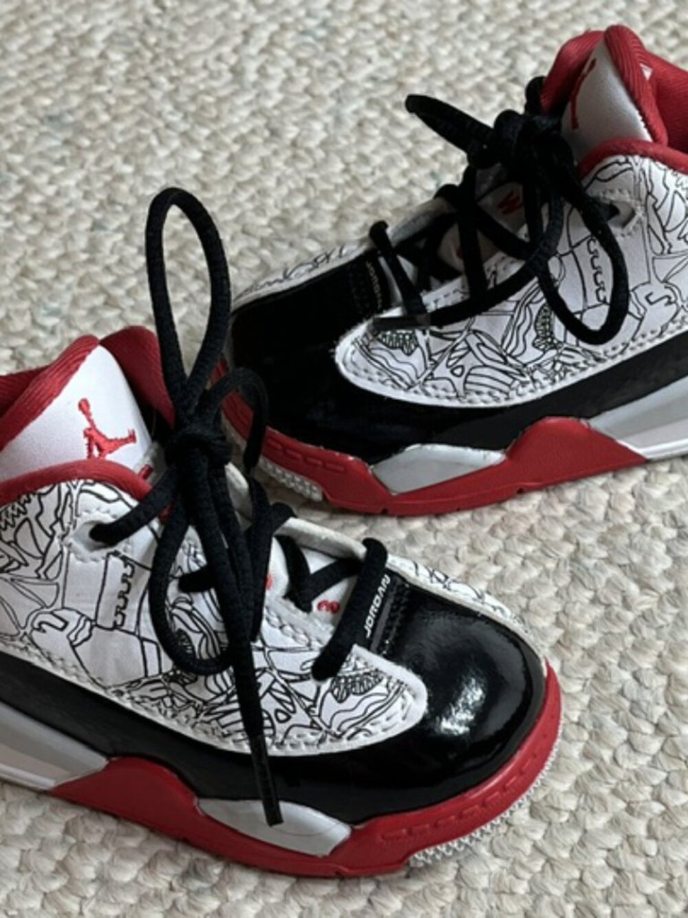 Nike Air Jordan Dub Zero Toddler Boy 5C White Black Red Sneakers DV1358-160